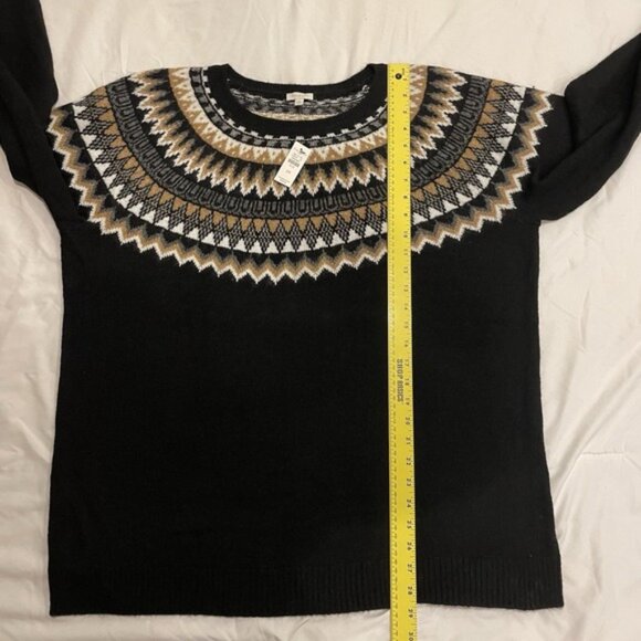 NWT Talbots Sweater 2X Plus Womens Fair Isle Black White Crew Neck Soft Stretch - Picture 5 of 10